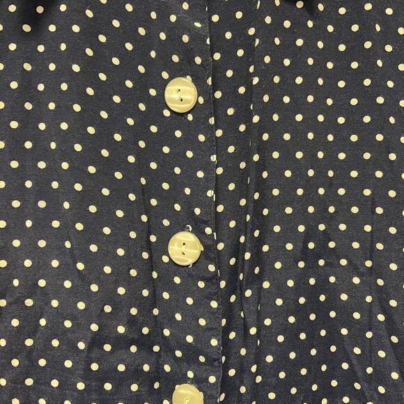 Vintage Navy Polka Dot Cap Sleeve Button Down Dress sz L - Picture 3 of 4